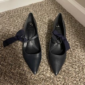 Tory Burch Navy Mary Jane Kitten Heels with Bow